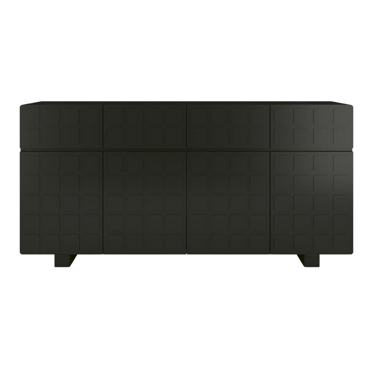 SIDEBOARD Cubo Long, Geometrische 3D Fronten, 169 cm, Schwarz - Schwarz, Holz/Holzwerkstoff (168.9/83.8/41.8cm) - Skandica