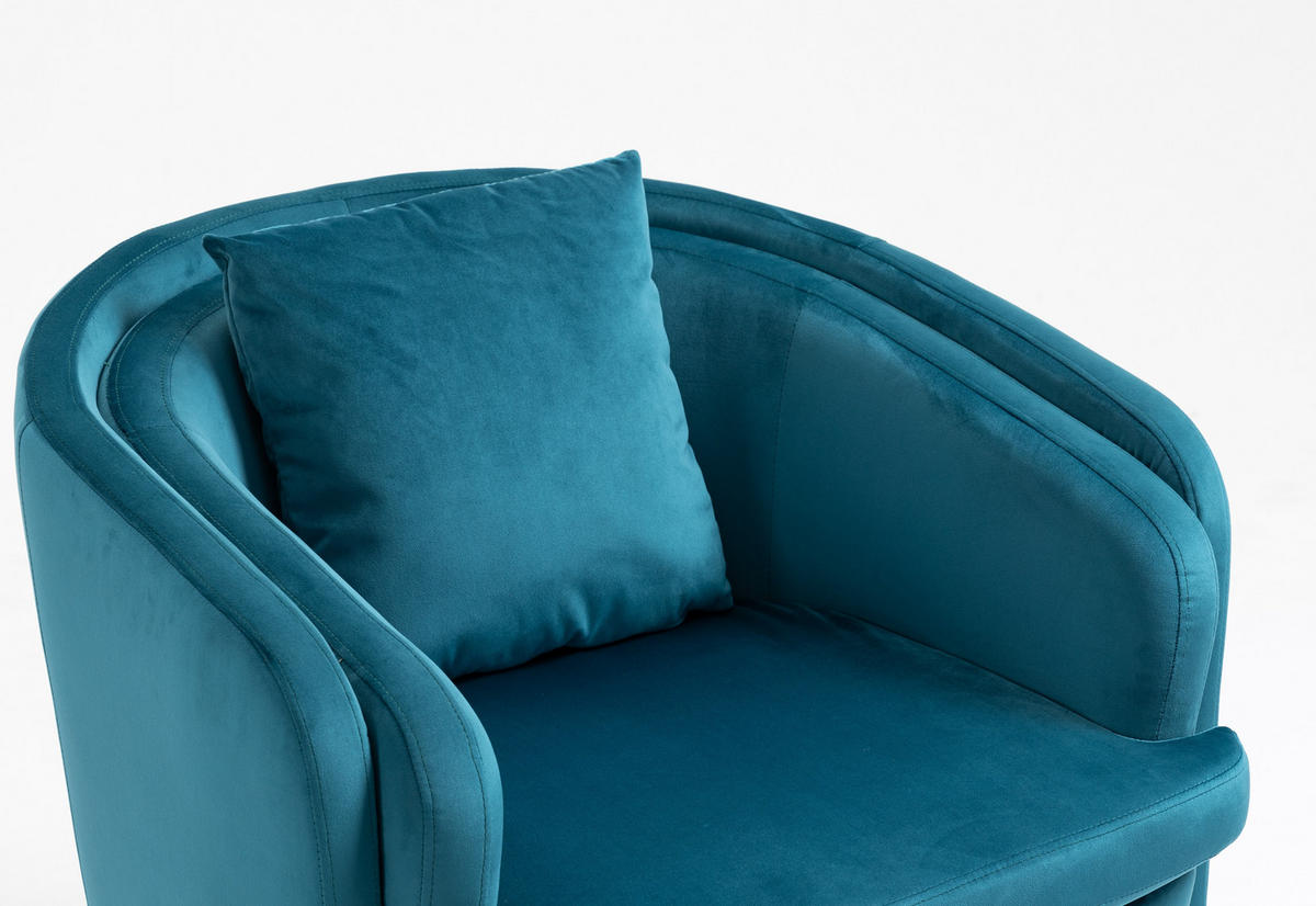 SESSEL Samt Blau - Blau, Textil (81/76/76cm) - Nordlys