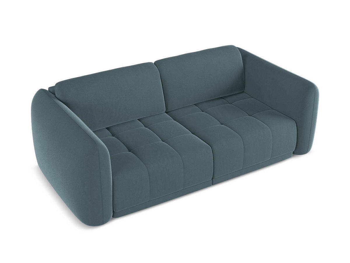 3-SITZER SOFA Samt Stoff Blau - Blau/Petrol, Kunststoff/Textil (210/74/105cm) - Makamii