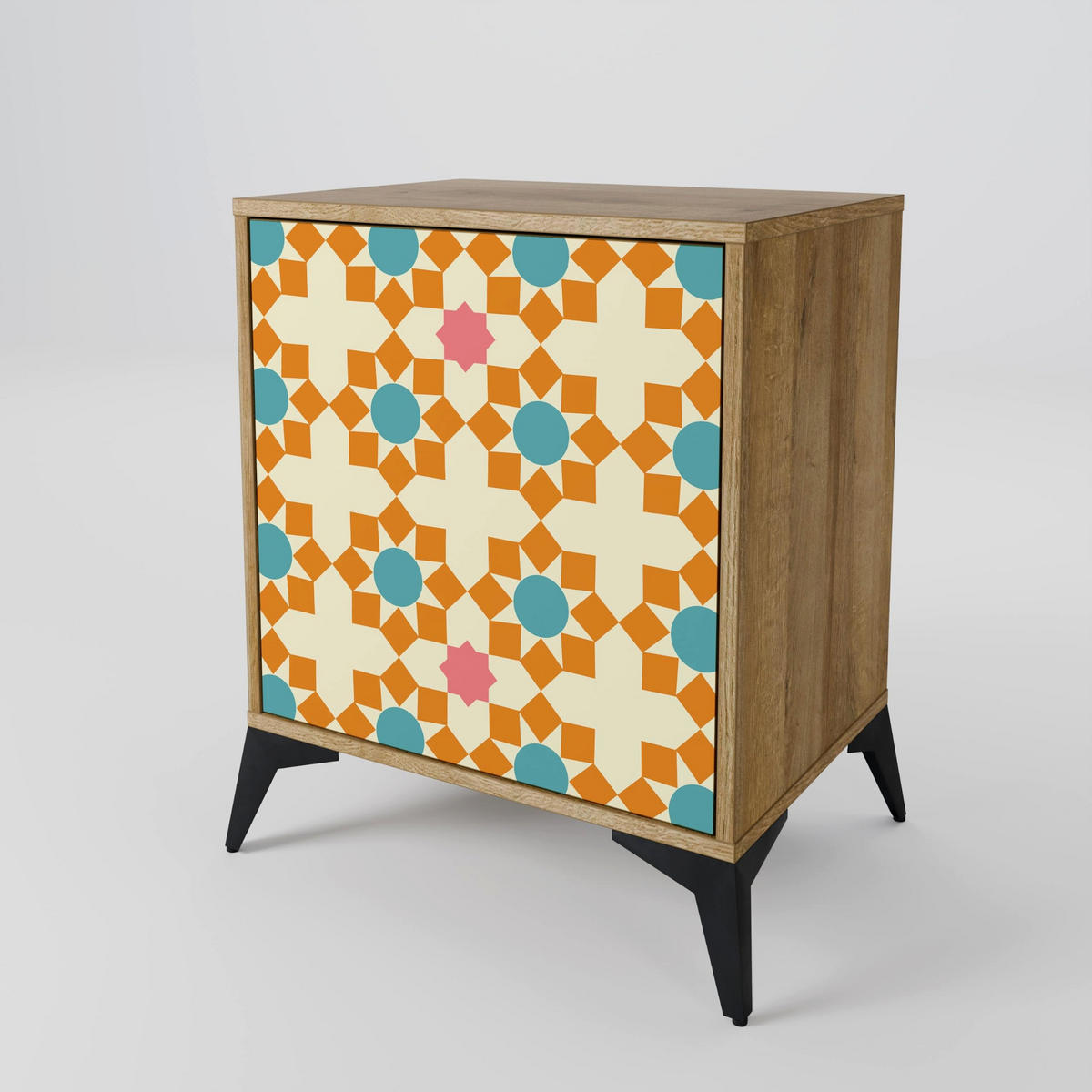 SIDEBOARD FLORAL DECOR, Eichefarben, 57,5x42x57,5 cm, Ohne Füße - Eichefarben/Multicolor, Holzwerkstoff (57.5/57.5/42cm) - SpaceRebels