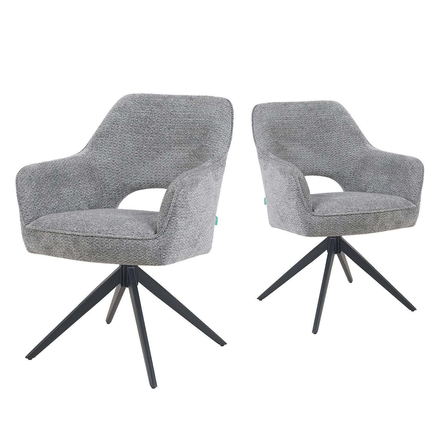DREHSTUHL Mika-Nils 2er-Set - Dunkelgrau/Schwarz, Textil/Metall (60/87/65cm) - DUBI Möbel