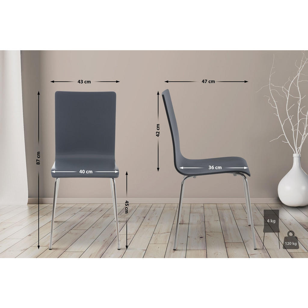 Thumbnail - CLP Besucherstuhl, Grau, Holz, 43x87x47 cm, Arbeitszimmer, Besucherstühle