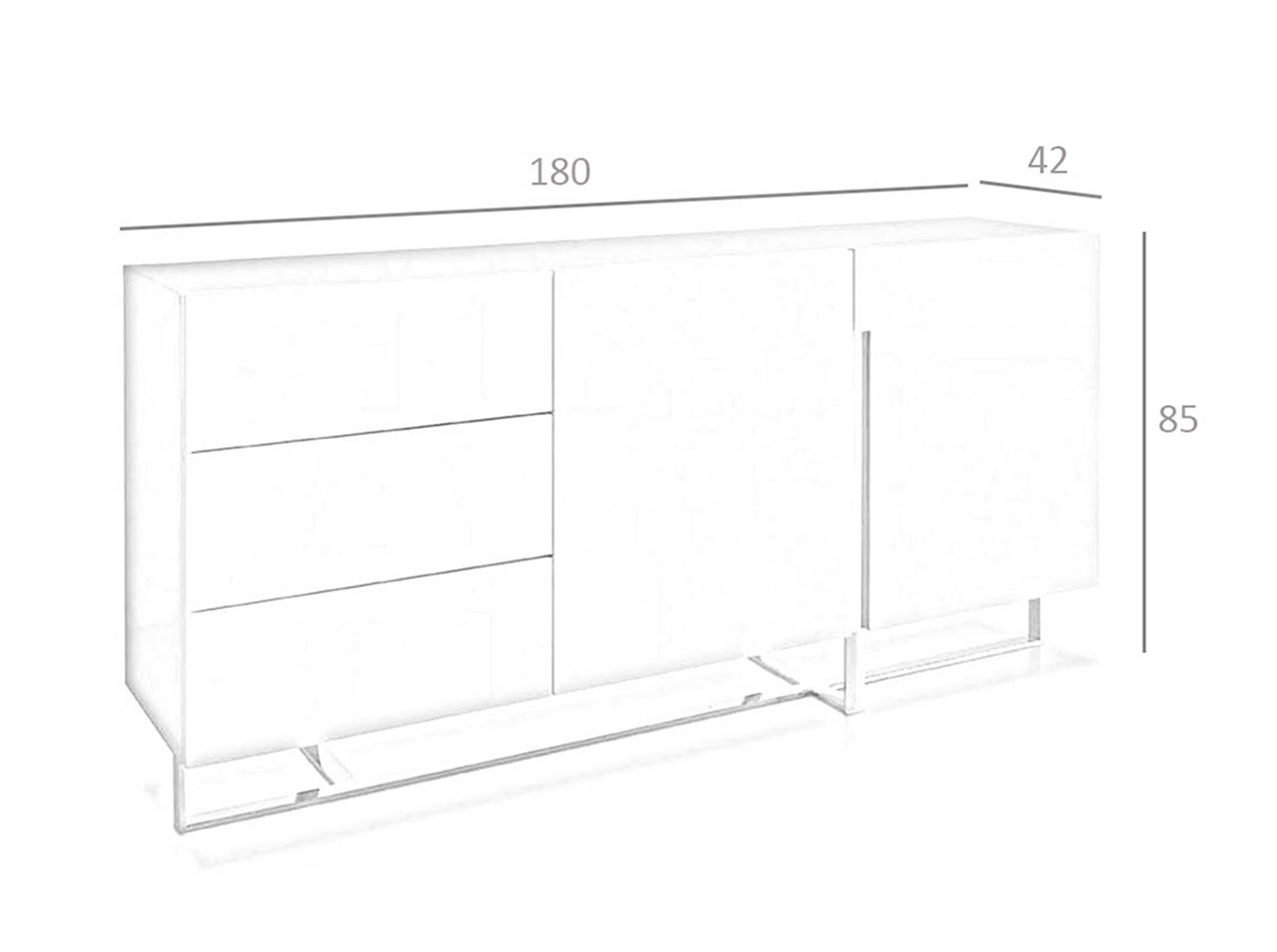 SIDEBOARD Weiß Stahl 180/42/85 cm - Edelstahlfarben/Weiß, Holz/Metall (180/85/42cm) - ANGEL CERDA
