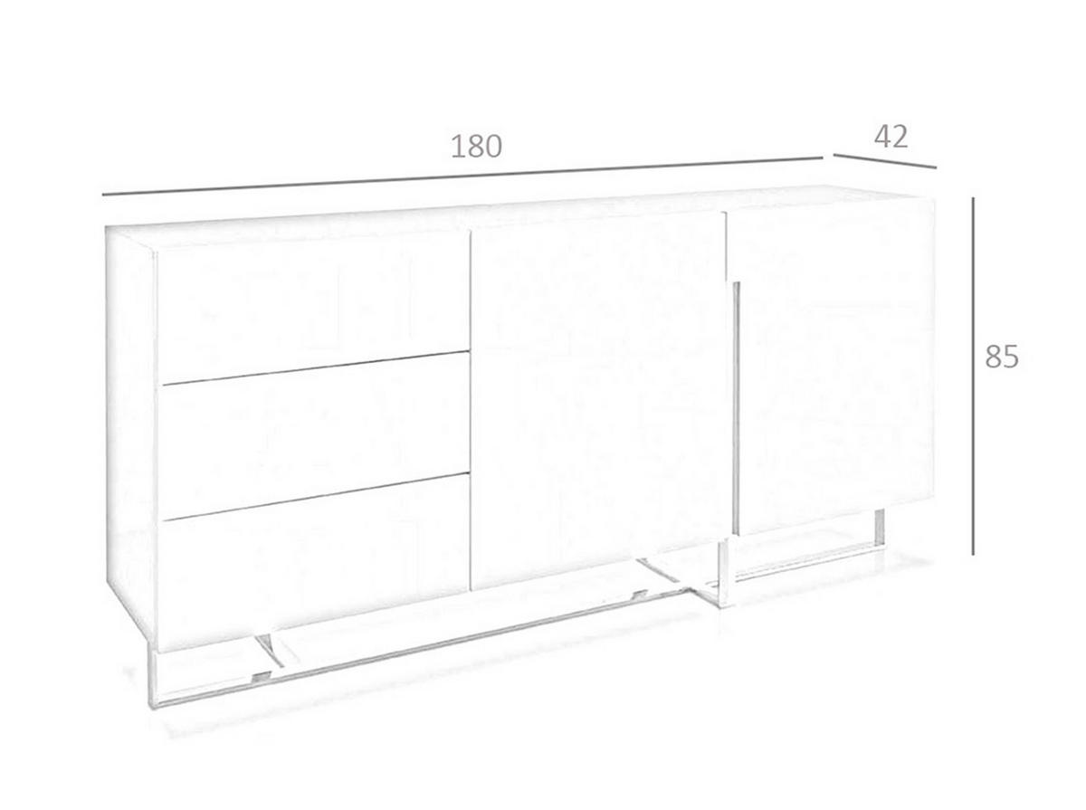 SIDEBOARD Weiß Stahl 180/42/85 cm - Edelstahlfarben/Weiß, Holz/Metall (180/85/42cm) - ANGEL CERDA
