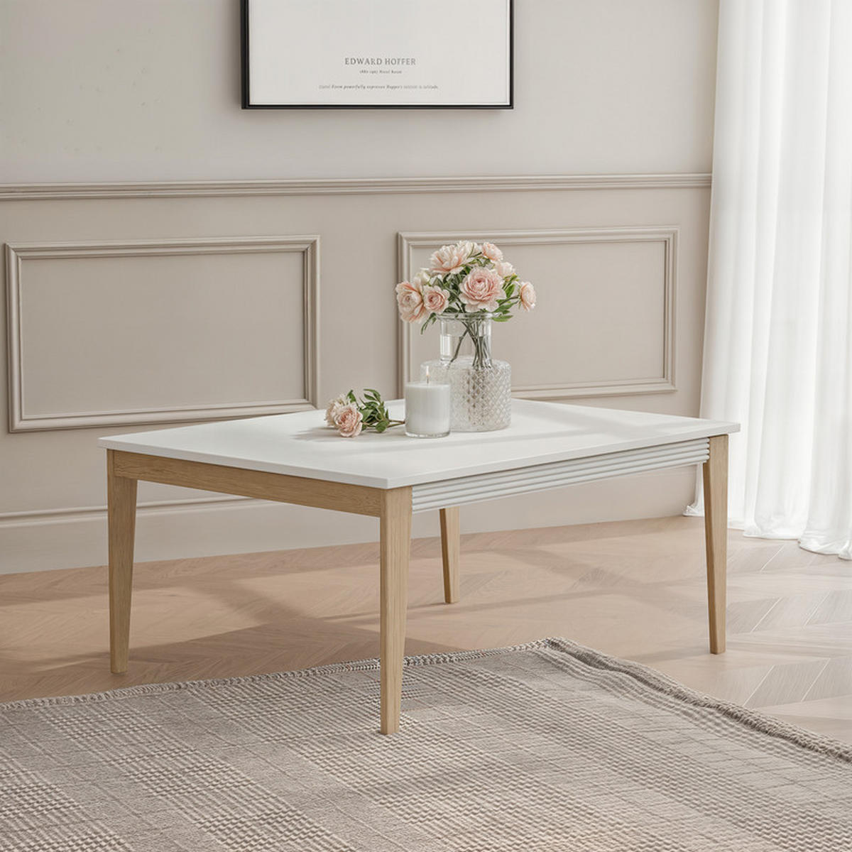 COUCHTISCH DIUNA 90/68/40 cm, rechteckig, Kaschmir - Kaschmir, Eichenholz/Holzwerkstoff (68/90/40cm) - Idohome
