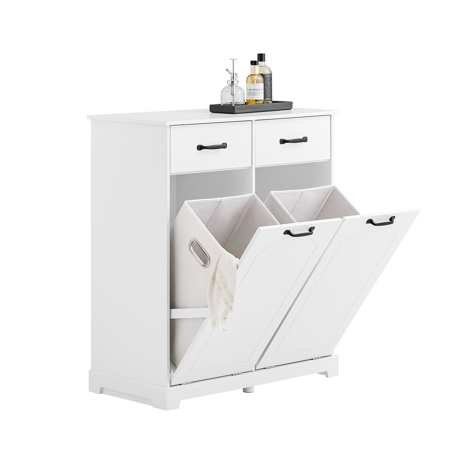 WÄSCHESCHRANK Weiß - Weiß, Holzwerkstoff (80/90/38cm) - SoBuy