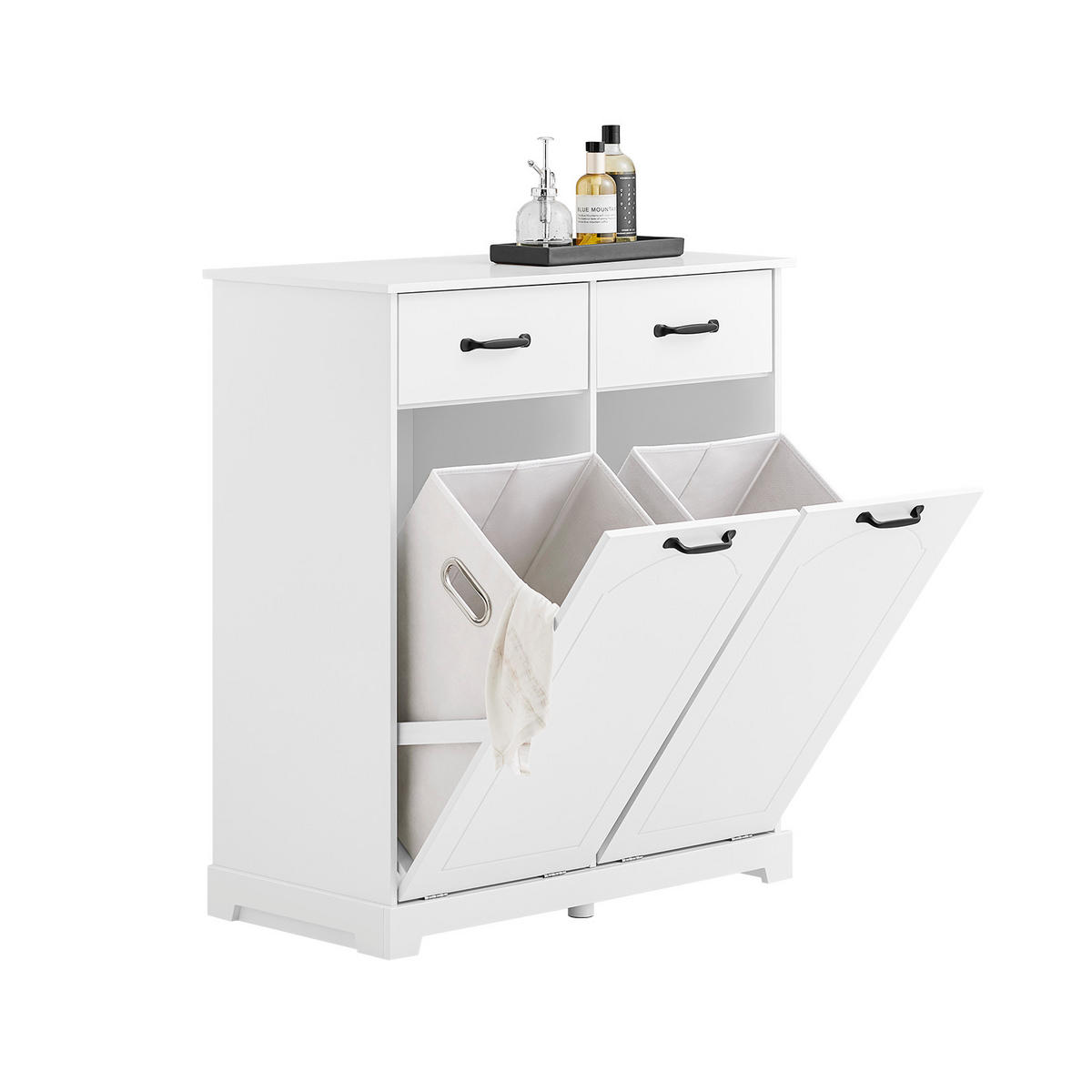 WÄSCHESCHRANK Weiß - Weiß, Holzwerkstoff (80/90/38cm) - SoBuy
