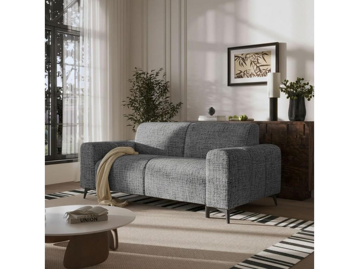 SOFA mit Schlaffunktion LIVIGNO, 205x82x105 cm, Schlafsofa mit Italienischem Ausklappsystem, Dunkelgrau - Dunkelgrau, Holz/Textil (205/82/105cm) - Trada
