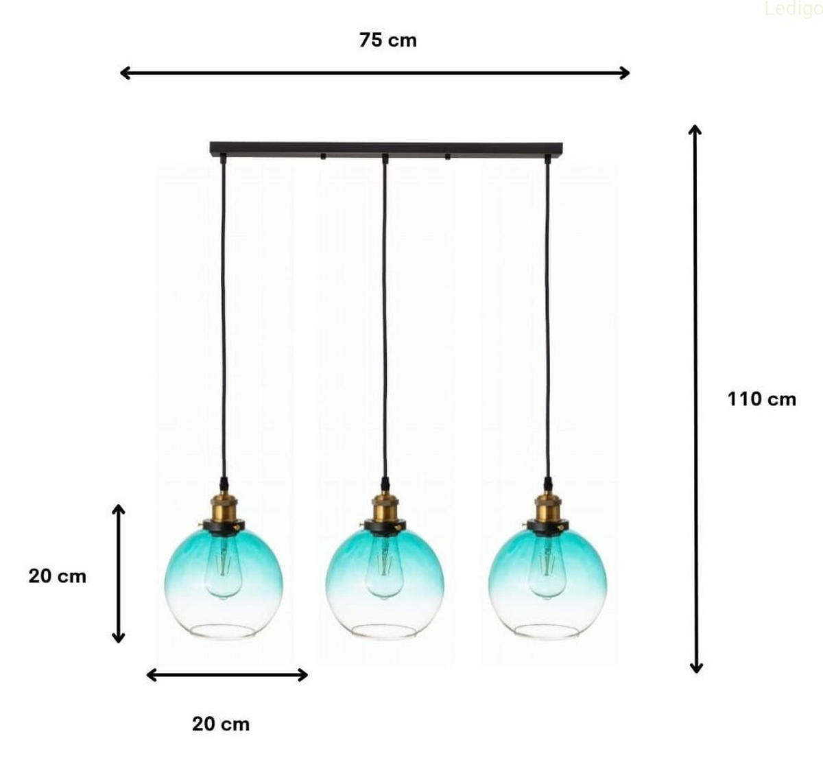 PENDELLEUCHTE Rome - Blau/Transparent, Glas/Metall (20/75/110cm) - kiki design