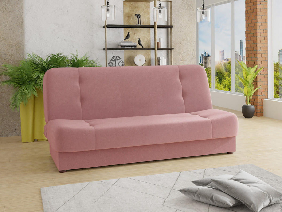 SCHLAFSOFA Sena - Braun/Rosa, Holz/Kunststoff (195/89/89cm) - Sofnet