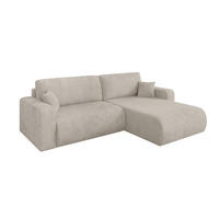 ROHOVÁ SEDAČKA s funkcí spaní, otoman vpravo BERY-L 276x193x88 krémová manšestr - černá/krémová, kompozitní dřevo/textil (276/193cm) - ALTDECOR