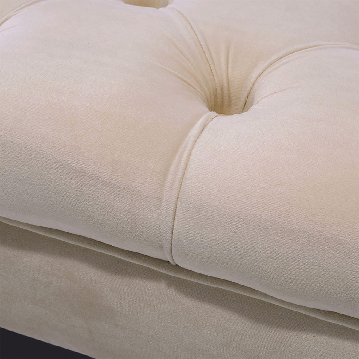 POLSTERHOCKER 90/60/30 cm Knopfheftung Holzbeine Flanell Beige - Beige/Walnussfarben, Holz/Textil (90/30/60cm) - Livingandhome