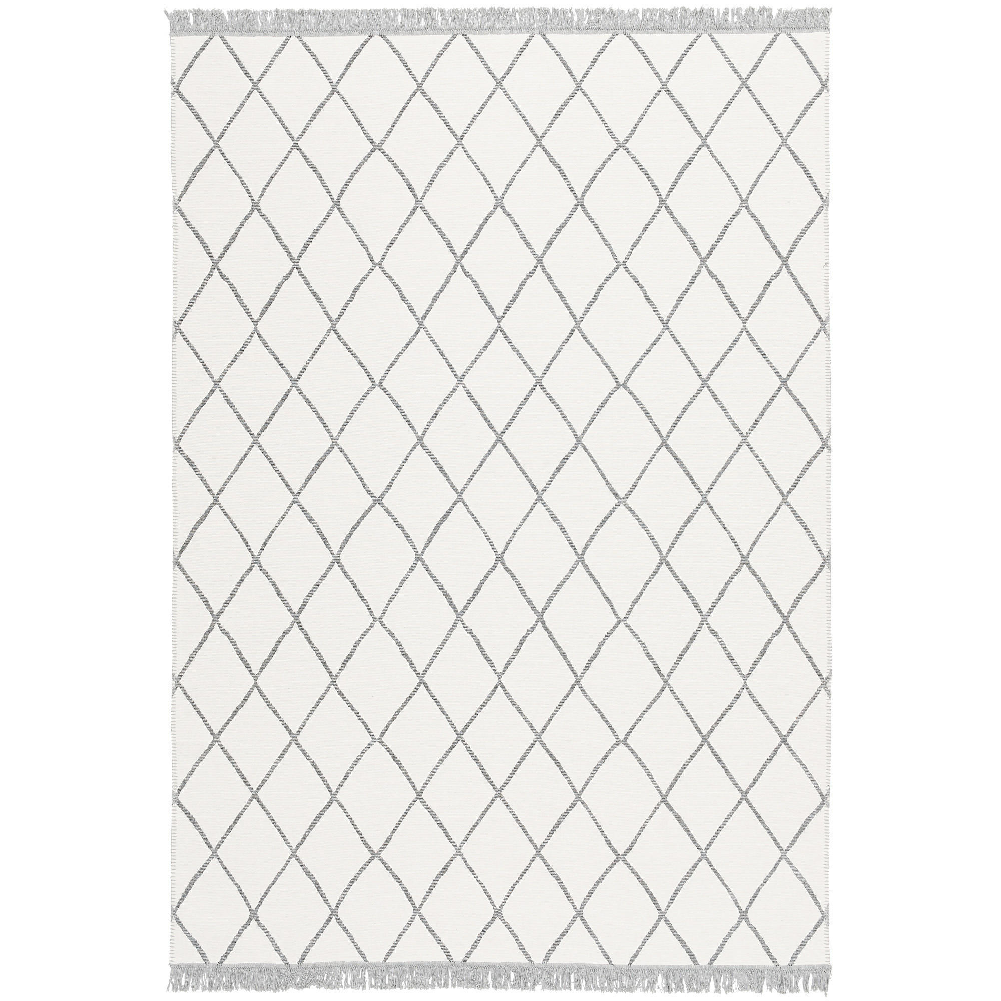 TEPPICH BEIDSEITIG ETHNO KELIM RAUTEN - Weiß/Grau, Textil (140/200cm) - Pergamon