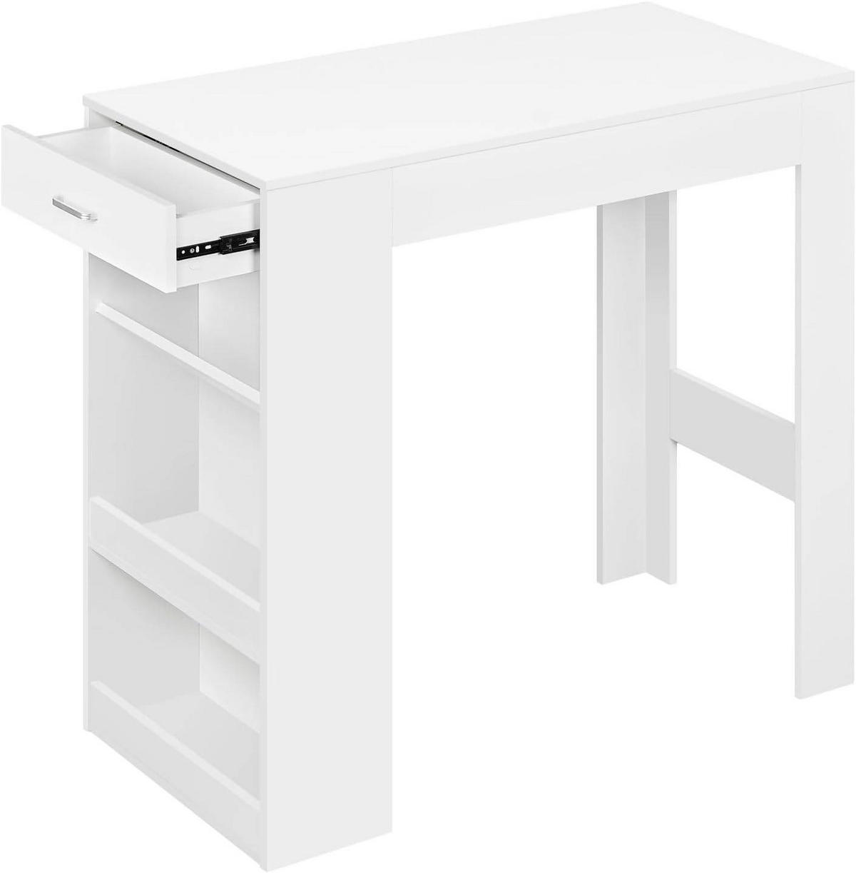 BARTISCH, Küchentisch mit Weinregal,100 x 50 x 100 cm - Weiß, Holzwerkstoff (50/100/100cm) - Woltu