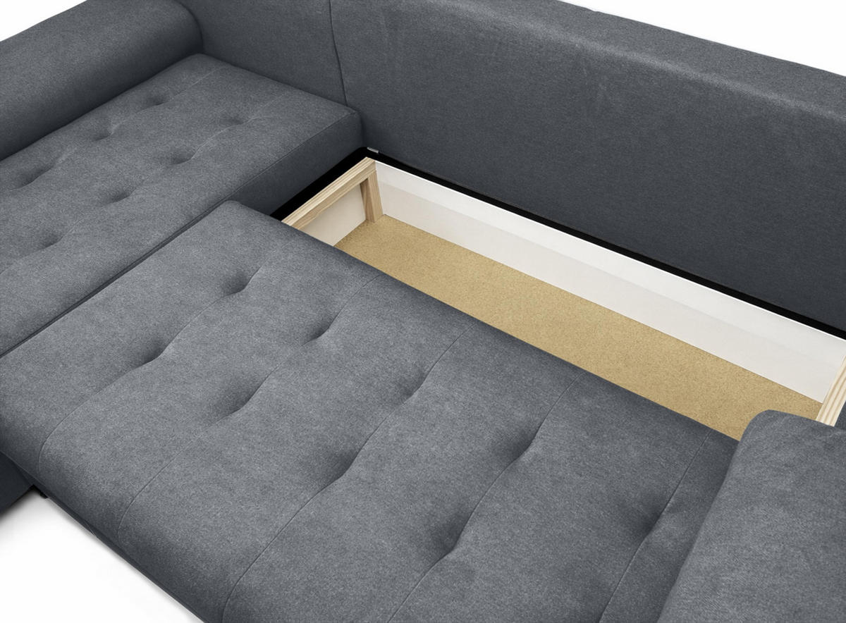 ECKSOFA L Form Manisa Dunkelgrau 234/145/83 cm Links mit Schlaffunktion - Dunkelgrau/Silberfarben, Kunststoff/Textil (145/234cm) - AX Living