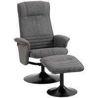 RELAXSESSEL mit Fußhocker verstellbare Rückenlehne für Schlafzimmer Dunkelgrau - Dunkelgrau/Schwarz, Textil/Metall (71/104/69cm) - HOMCOM