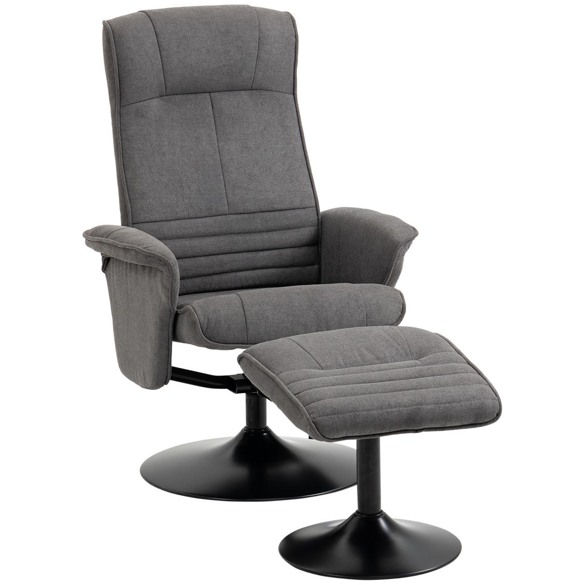 RELAXSESSEL mit Fußhocker verstellbare Rückenlehne für Schlafzimmer Dunkelgrau - Dunkelgrau/Schwarz, Textil/Metall (71/104/69cm) - HOMCOM