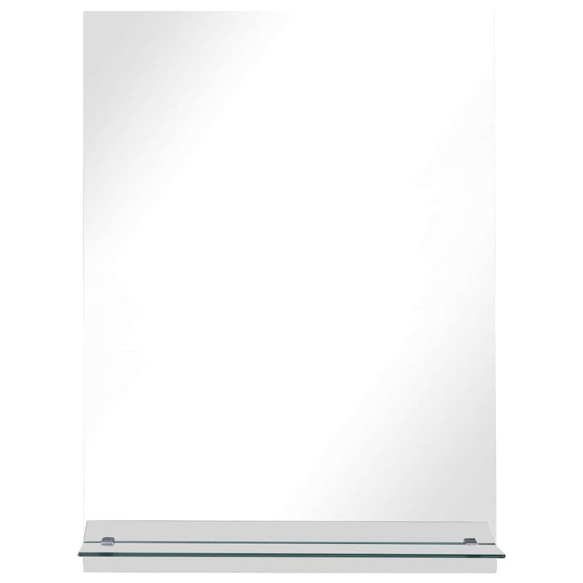 WANDSPIEGEL mit Regal 50×70 cm Hartglas - Silberfarben, Glas (50/70/10cm) - furnicato