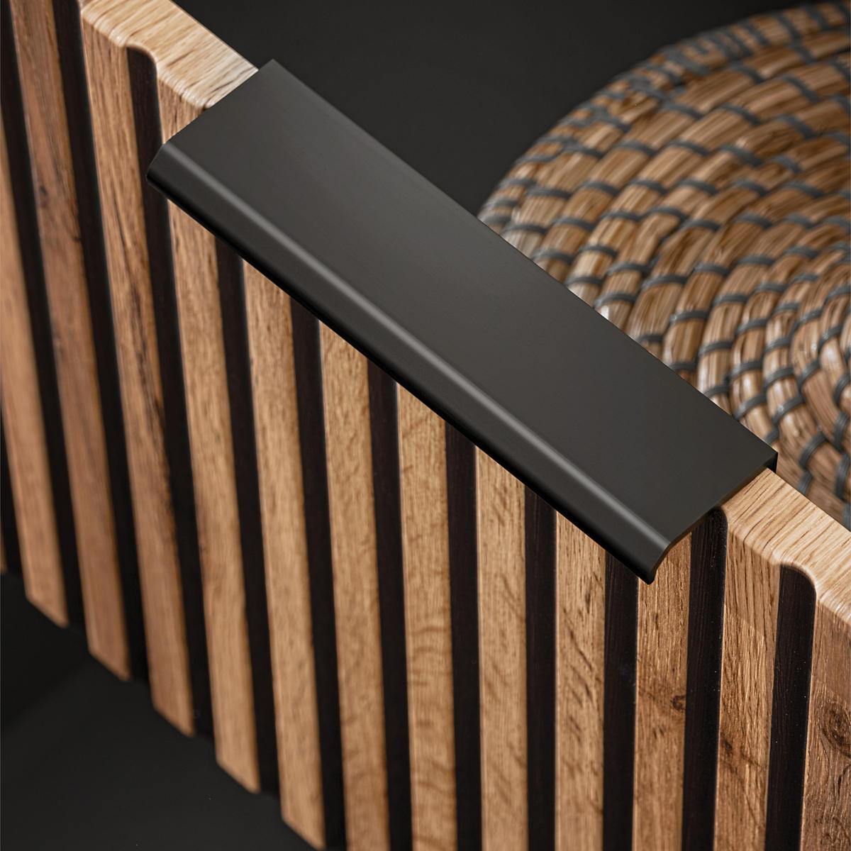 WASHTISCHKOMBI TILO SET3 Profilierte Fronten Schwarz Eiche - Eichefarben/Schwarz, Glas/Holzwerkstoff (60/75/46cm) - Komodee