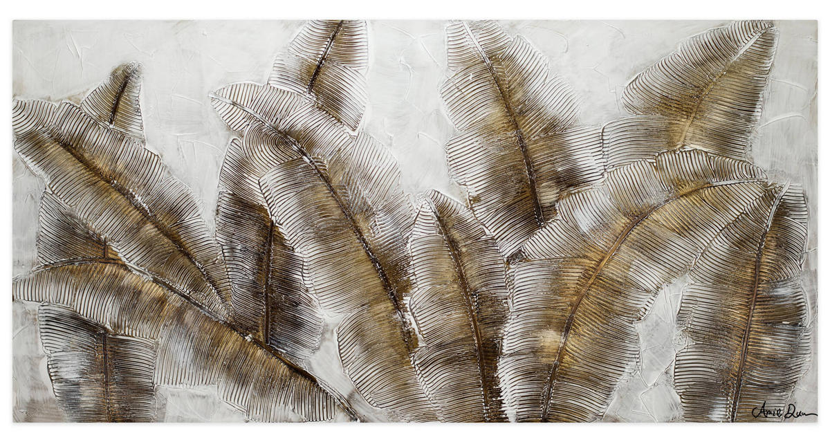 ACRYLBILD HANDGEMALT 120/60 cm - Weiß/Braun, Holz/Textil (120/60cm) - KUNSTLOFT