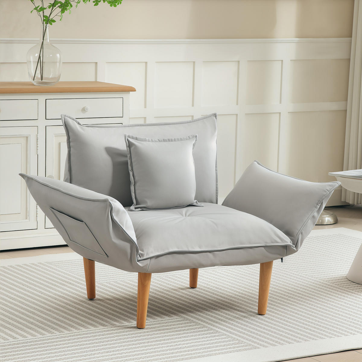 SESSEL 2-in-1, mit Kissen, Hellgrau - Hellgrau, Textil (68/78/75cm) - HOMCOM