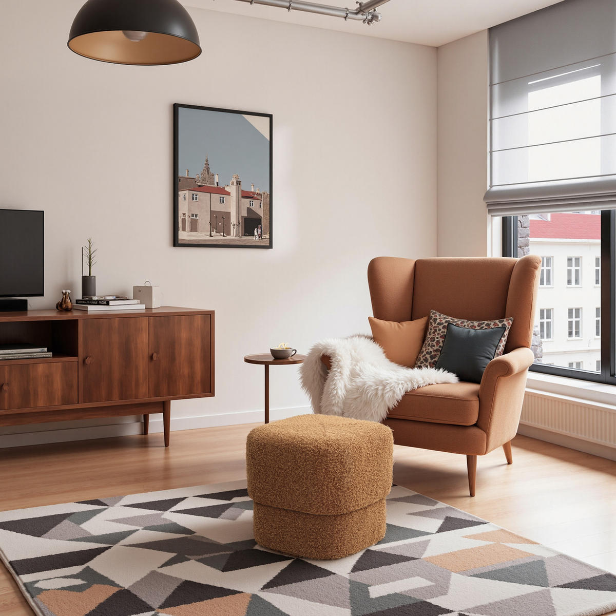 HOCKER Teddy-Stoff Braun 41 x 41 x 39 cm - Braun, Holzwerkstoff (42/40/42cm) - Hometopia