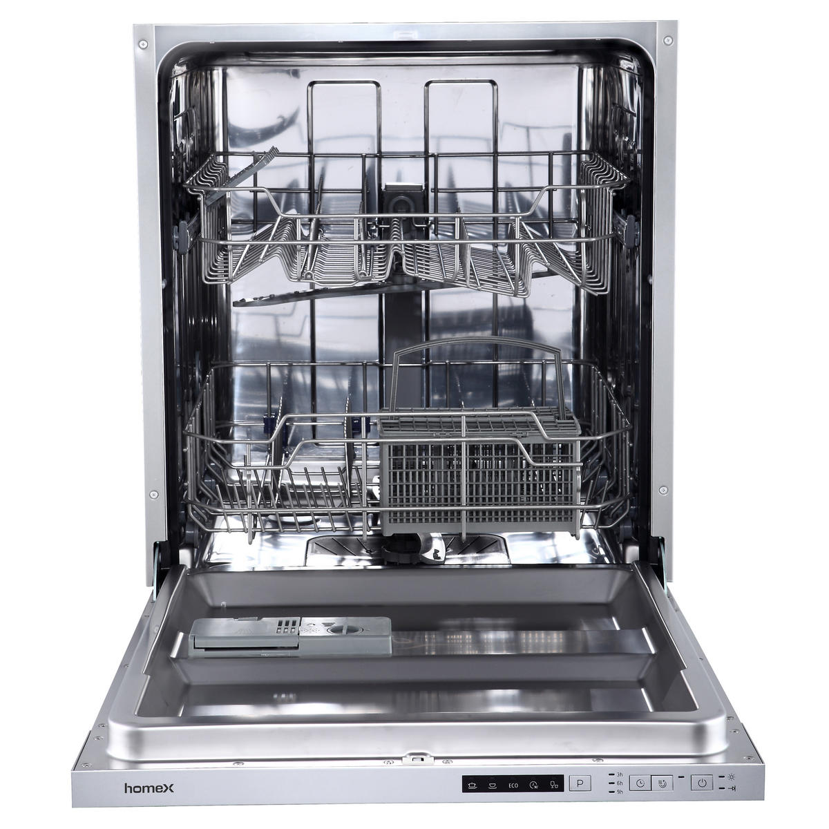 GESCHIRRSPÜLER vollintegriert 60 cm, Einbau Spülmaschine, 14 Maßgedecke, 5 Programme, AquaStop, höhenverstellbarer Oberkorb - Weiß, Kunststoff/Metall (60/82/55cm) - homeX