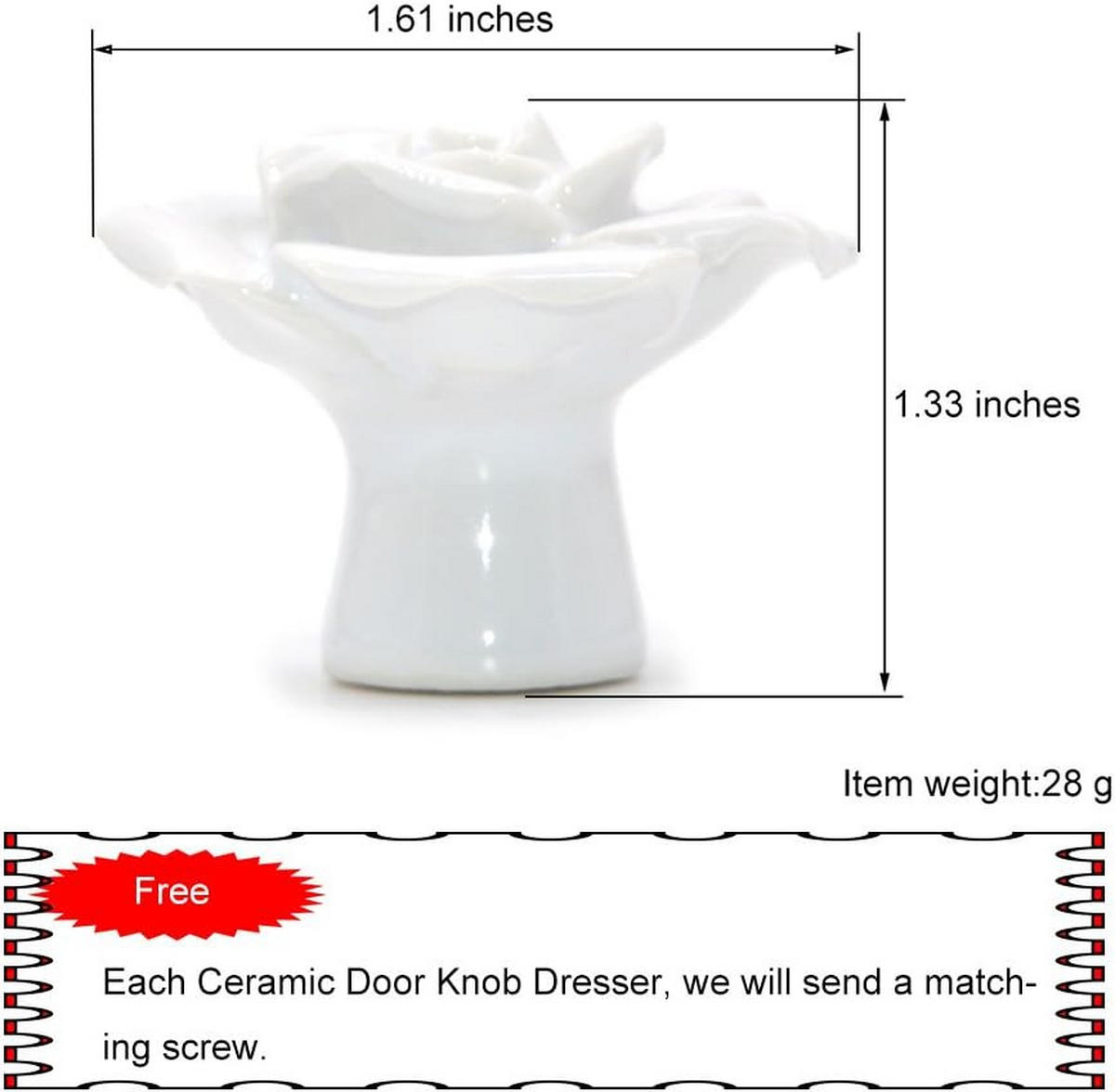 SCHRANKKNOPF Keramik Weiß 10er-Set - Weiß, Keramik (4.1/3.4/0.41cm)