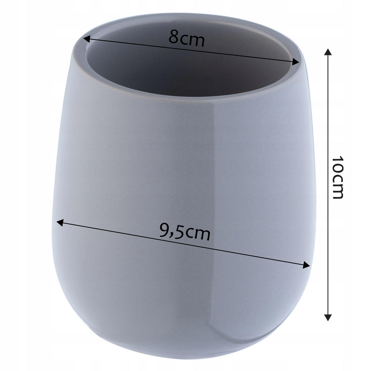 BADEZIMMERBECHER 10 cm, grau - Grau, Keramik (10/10cm) - KADAX