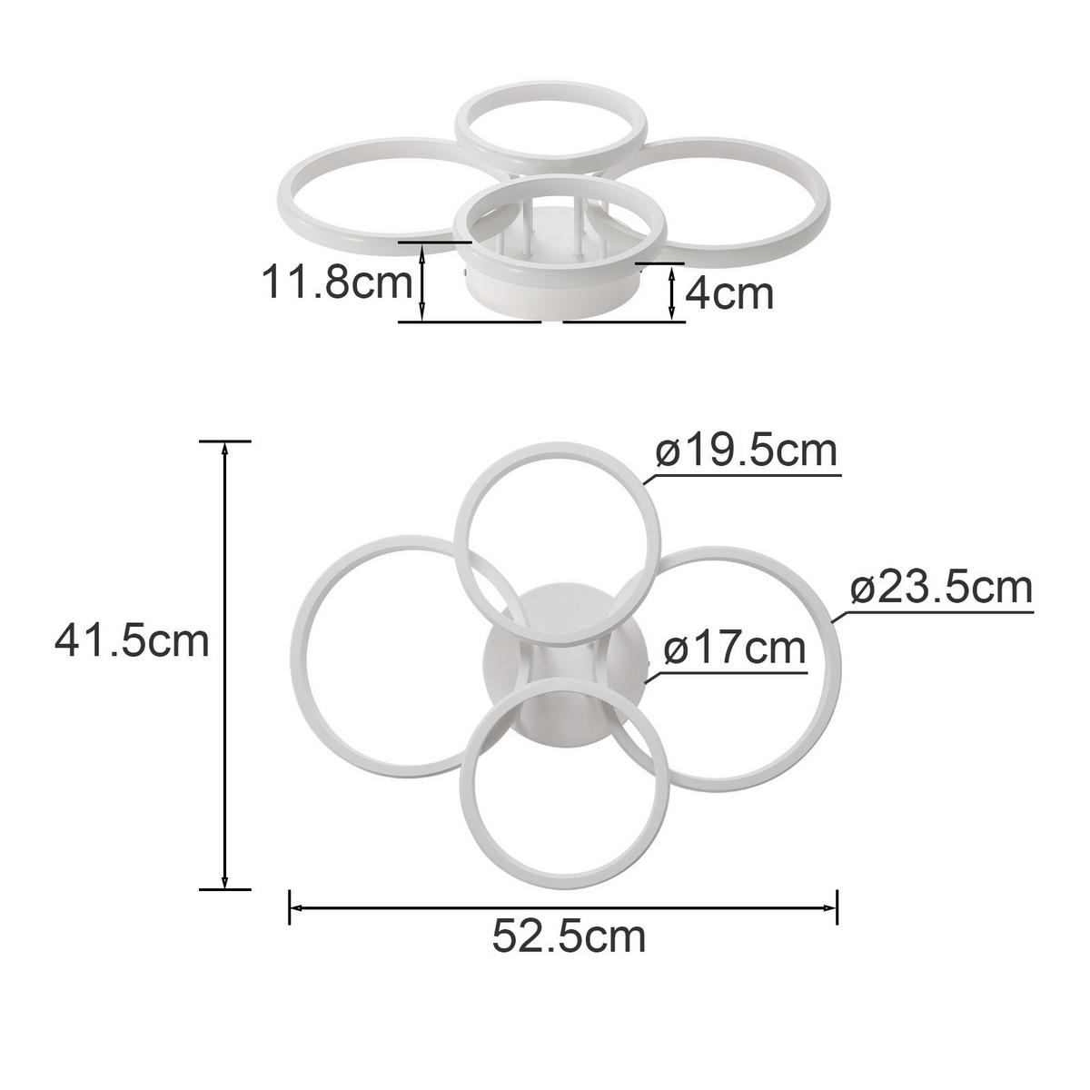 LED-DECKENLEUCHTE Xalvor 41.5/52.5/11.8 cm - Weiß, Metall (52.5/41.5/11.8cm) - ZMH