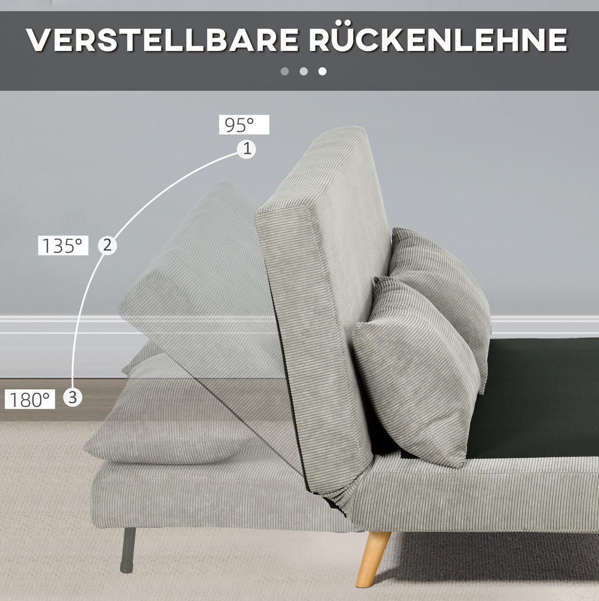 SCHLAFSOFA Polyesterbezug mit verstellbarer Rückenlehne 141/90/81 cm Grau - Grau, Textil (90/81/141cm) - Redom