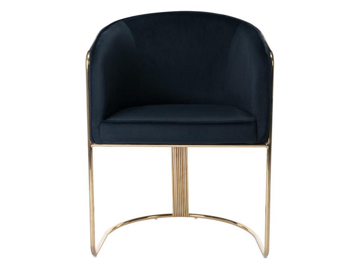 STUHL mit Armlehnen 6er-Set - Samt & Metall - Schwarz und Goldfarben - JOSETHE - Schwarz, Textil (52.5/82.5/59.5cm) - Pascal Morabito