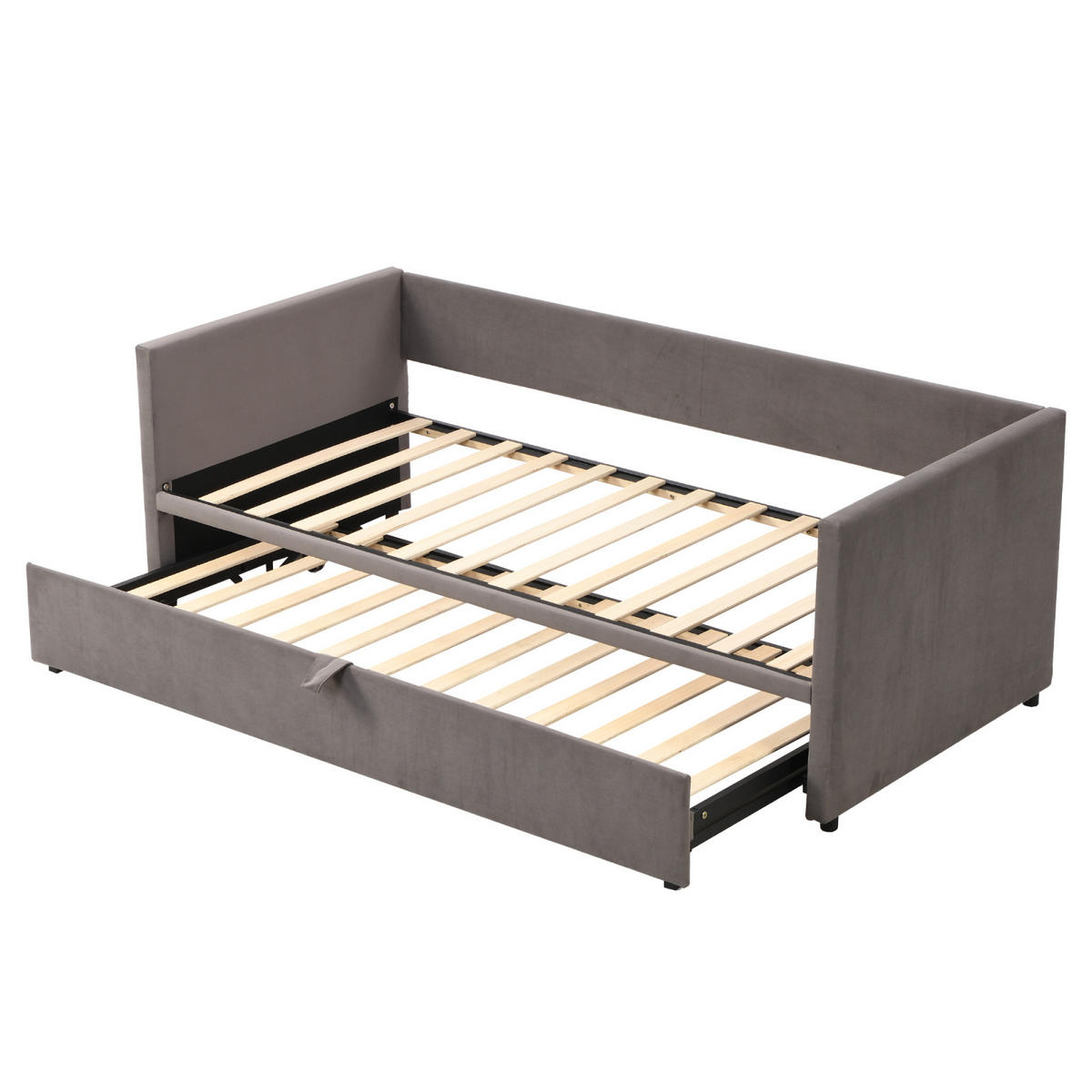 POLSTERBETT 90/180x200 cm ausziehbar Lattenrost 2 Sitzer grau - Grau, Holz (180/200cm) - LEBENLANG