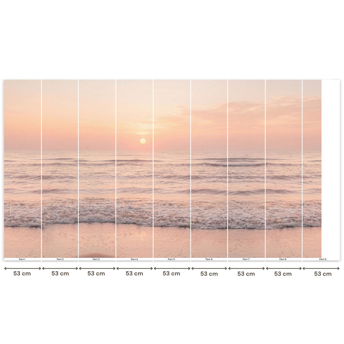 TAPETE - Sonne - Strand - Rosa - 500x280 cm - Hellrosa, Papier (500/280cm) - OnlyWow