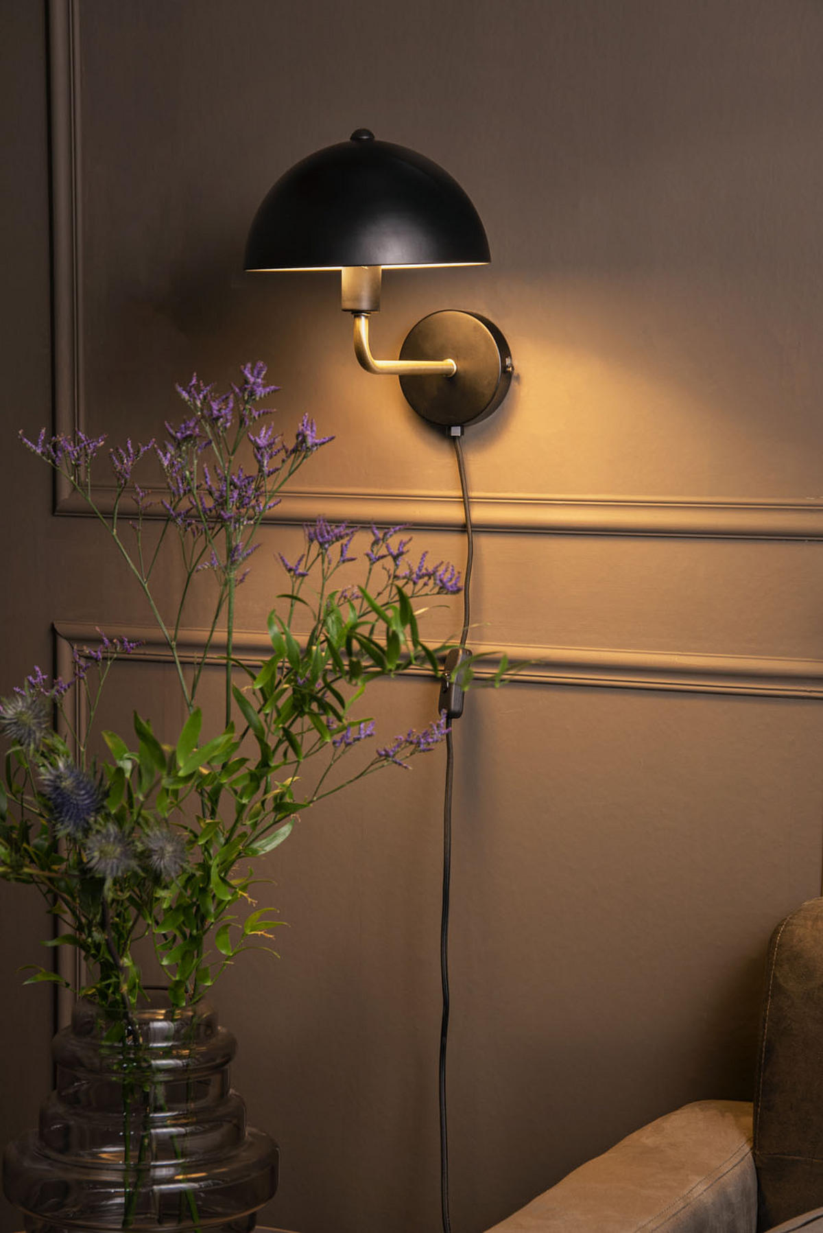 WANDLAMP Bonnet 25/20/18 cm - Schwarz, Metall (20/18/25cm) - Leitmotiv