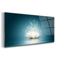 GLASBILD 120x60 cm Lotusblüte - Blau, Glas (120/60cm) - TULUP