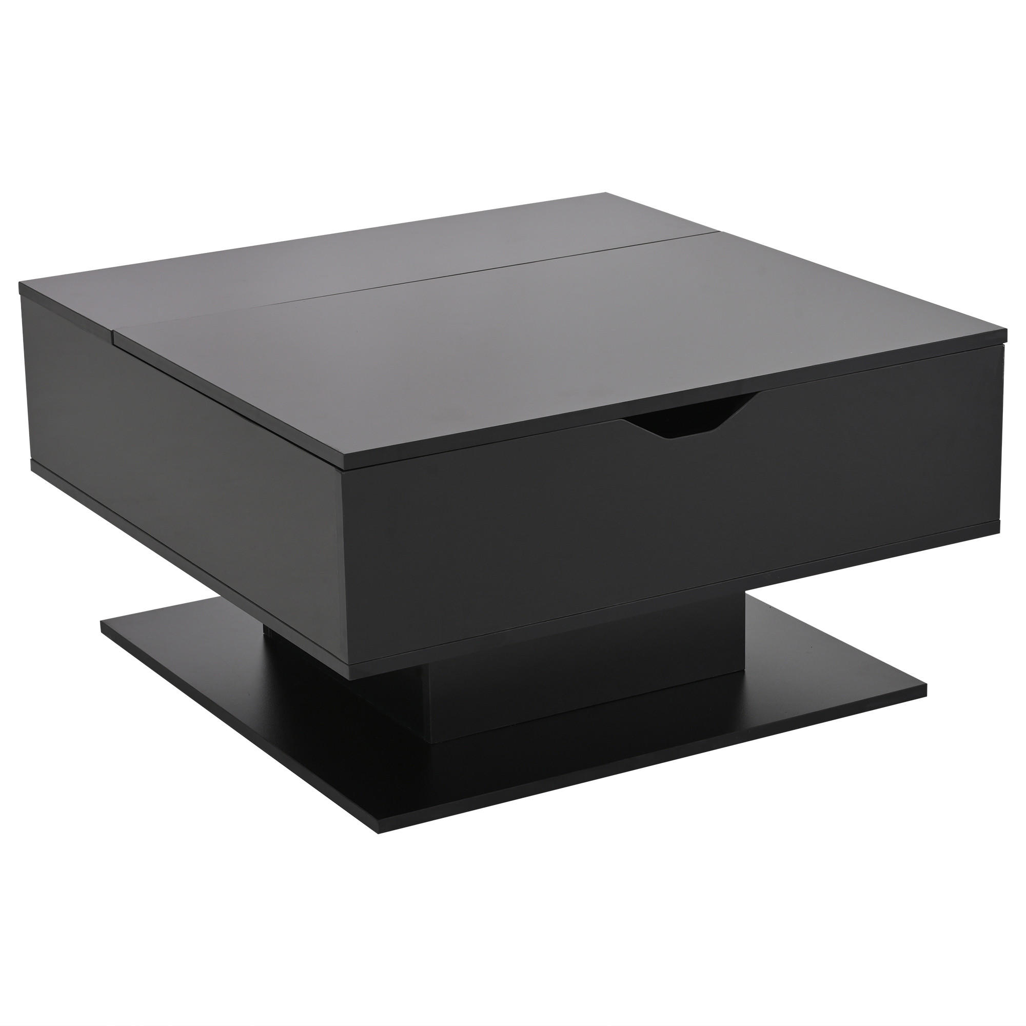 COUCHTISCH DE-188 mit Hydraulischem Aufzug Schwarz - Schwarz, Holzwerkstoff (75/80/40cm) - ComfortXL