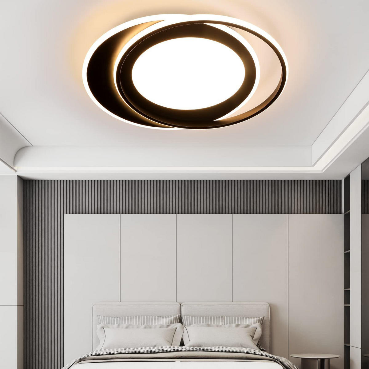 LED-DECKENLEUCHTE Sonnensystem 48.5/47.5/7 cm - Schwarz, Metall (48.5/7/47.5cm) - ZMH