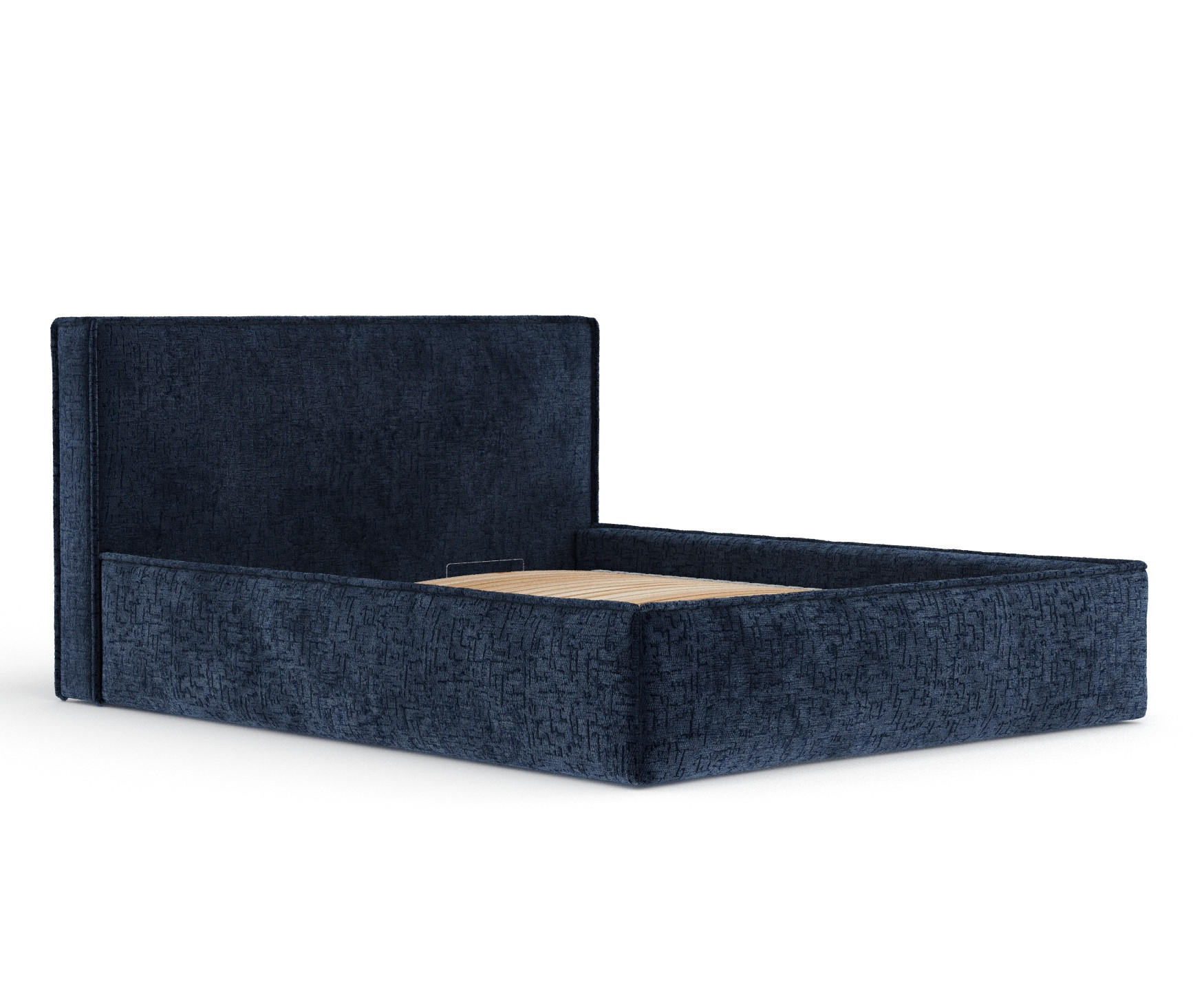 POLSTERBETT Lounge Marineblau 160/200 cm im Chenille-Stoff - Naturfarben/Dunkelblau, Holz/Holzwerkstoff (160/200cm) - Maison de Reve