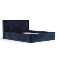 POLSTERBETT Lounge Marineblau 160/200 cm im Chenille-Stoff - Naturfarben/Dunkelblau, Holz/Holzwerkstoff (160/200cm) - Maison de Reve