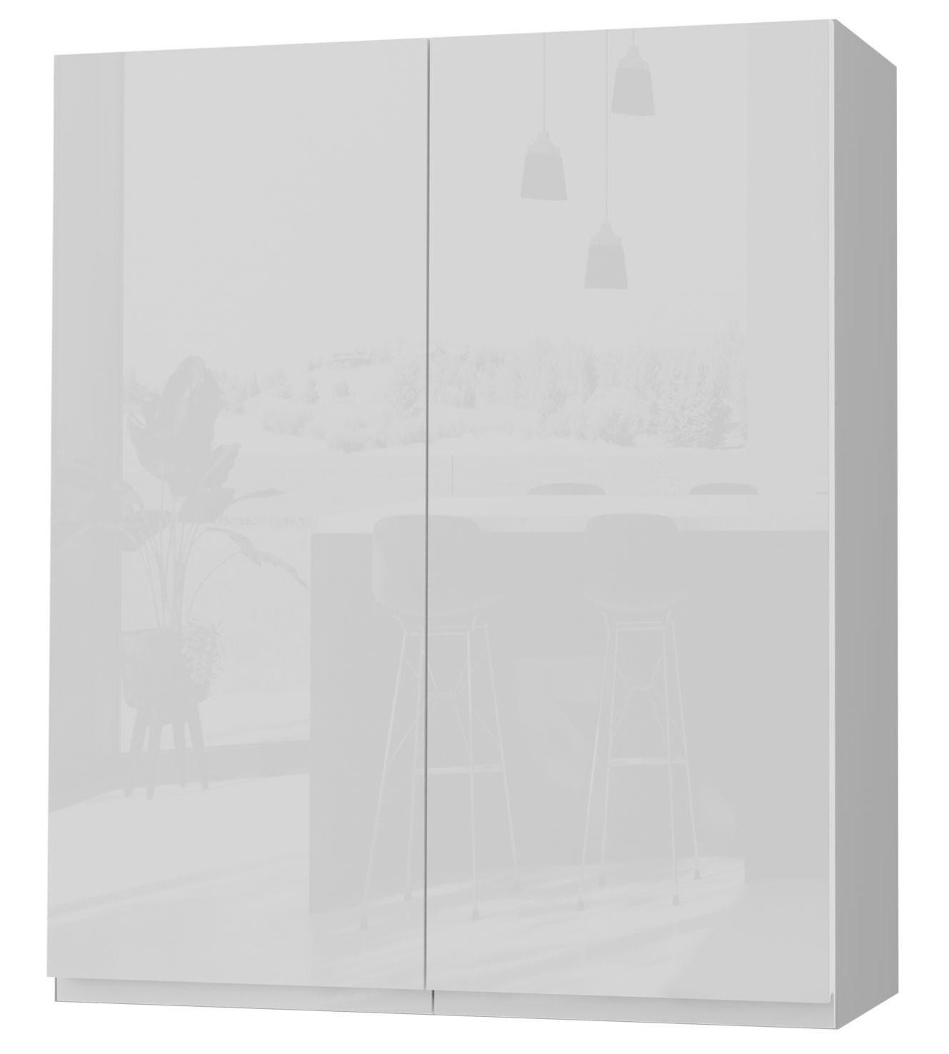 HÄNGESCHRANK Florence W4/80 Grau / RAL 9003 signalweiß HG 80 / 32,5 / 96cm - Weiß Hochglanz/Grau, Holz/Holzwerkstoff (80/96/32.5cm) - Feldmann-Wohnen