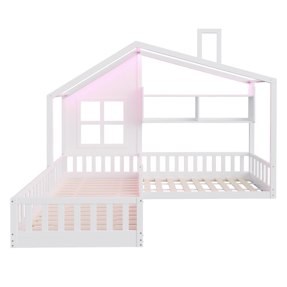 KINDERBETT 180/200 cm weiß aus Massivholz mit LED - Weiß, Holzwerkstoff (90/200cm) - OKWISH