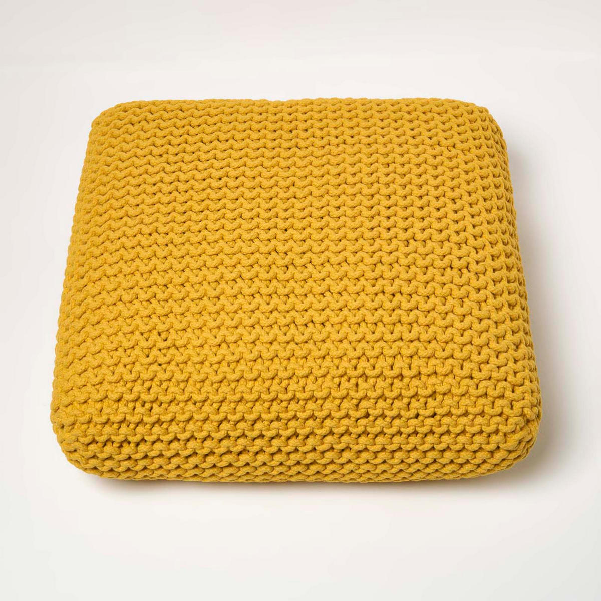 STRICK-POUF senfgelb, Bodenkissen 70/70/20 cm - Gelb, Textil (70/20/70cm) - Homescapes