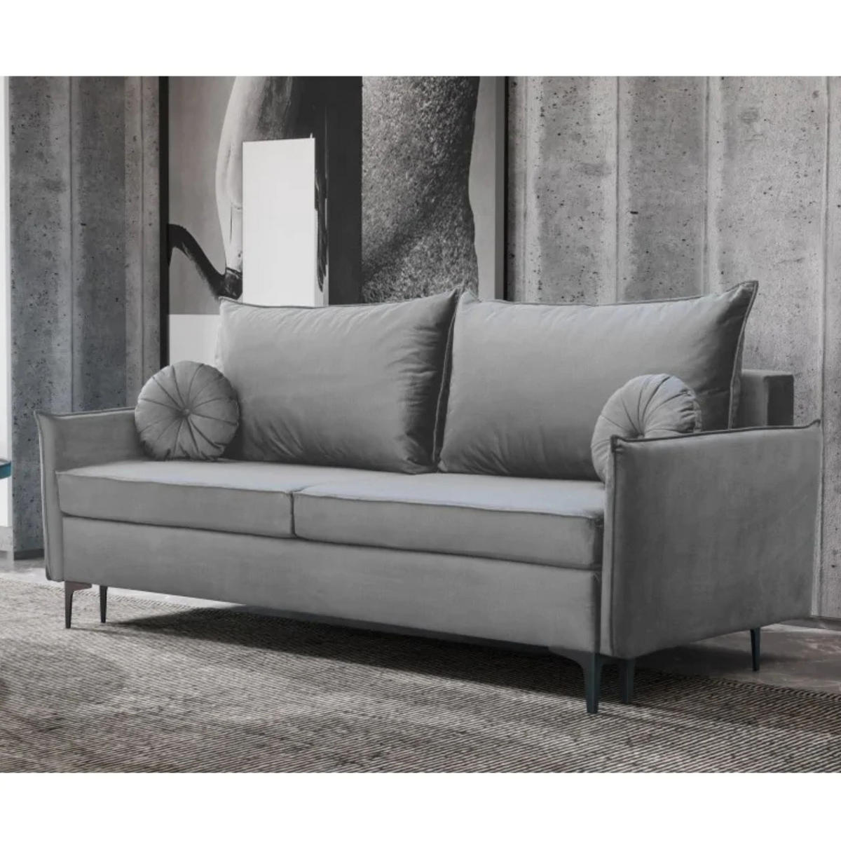 SCHLAFSOFA LEA, Sofa mit Schlaffunktion und Bettkasten, Farbe: Grau, Veloursstoff - Grau, Textil (215/96/94cm) - Sepro Meble