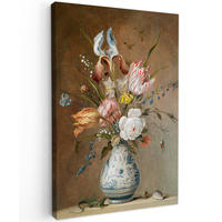 LEINWANDBILD Alte Meister - Blumen - Balthasar van der Ast 90x140 cm - Hellbraun, Textil (90/140cm) - MuchoWow