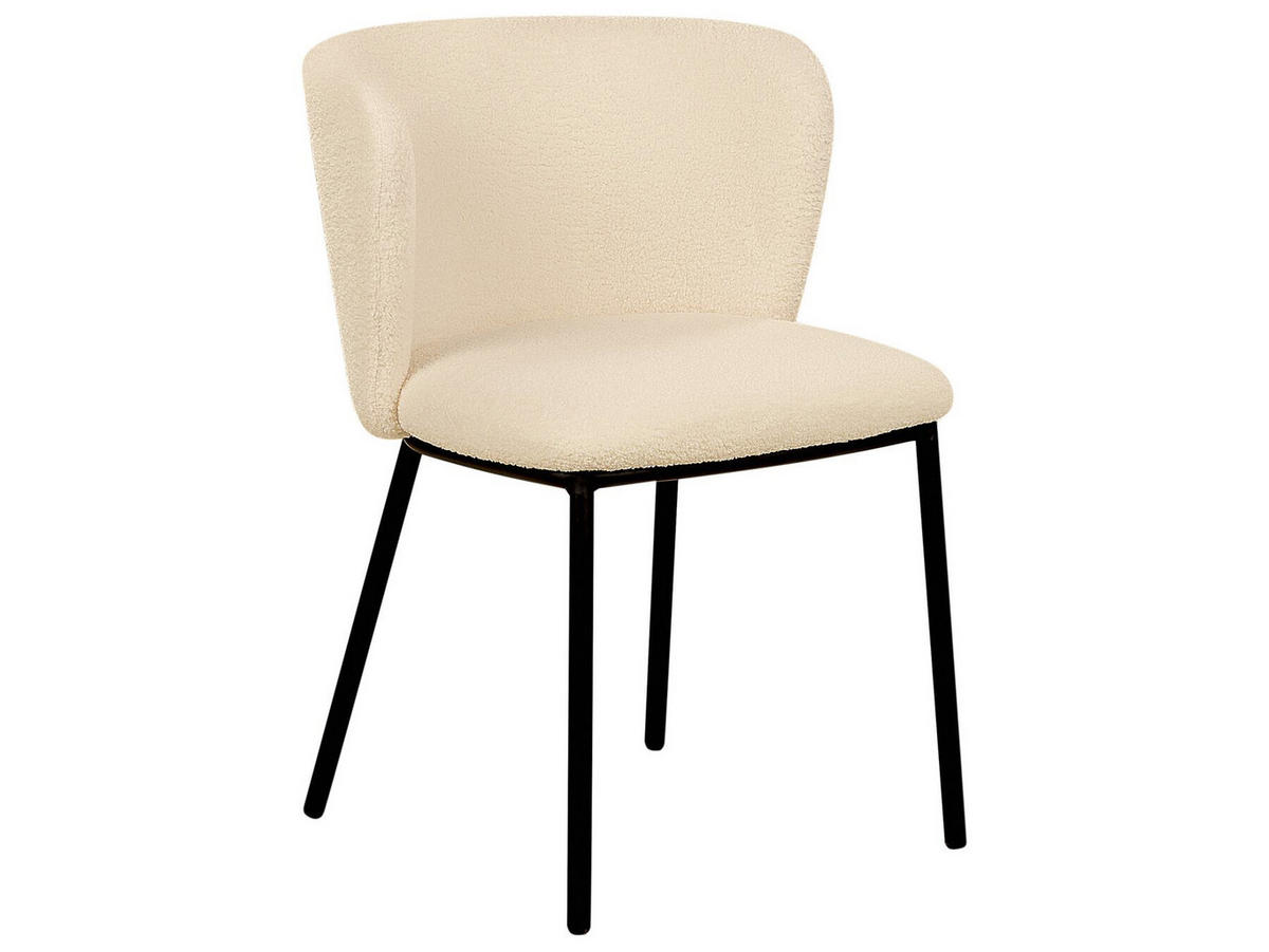 SATZ von 2 Stühlen mit Bouclé-Stoff ROMY / Beige - Beige/Schwarz, Metall (47/76/48cm) - Weber Industries