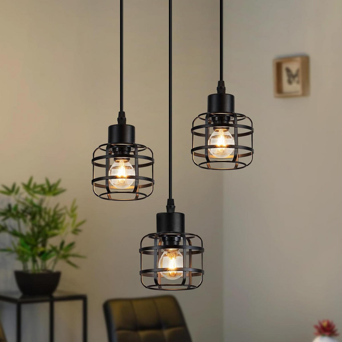 PENDELLEUCHTE BARNETT Ⅲ 24/24/140 cm - Schwarz, Metall (24/24/140cm) - Nettlife