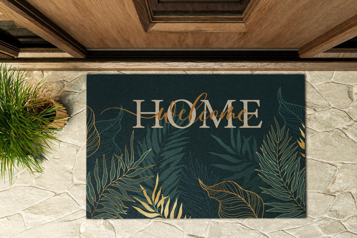 FUSSMATTE 60 x 40 cm Welcome Home - Waldgrün, Textil (60/40cm) - TULUP