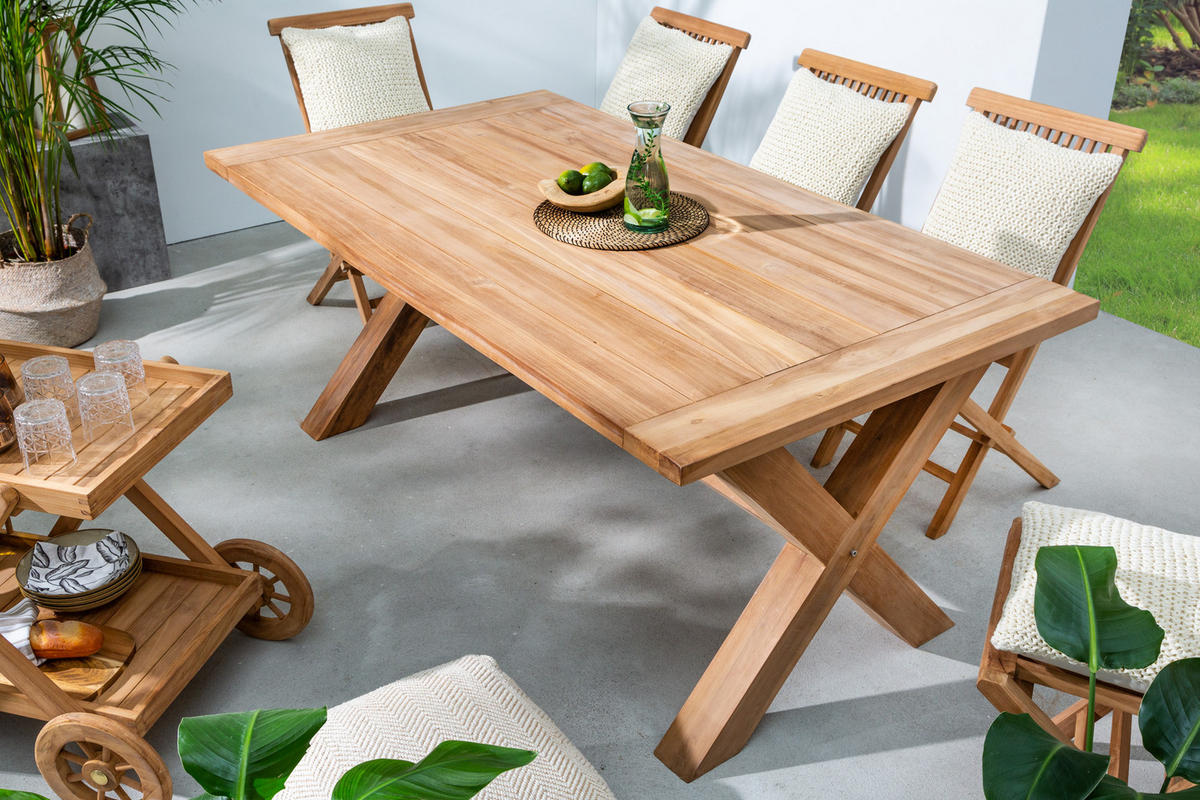 GARTENTISCH EMPIRE TEAK Teakholz Natur 180 cm - Naturfarben, Holz (100/180/76cm) - riess-ambiente