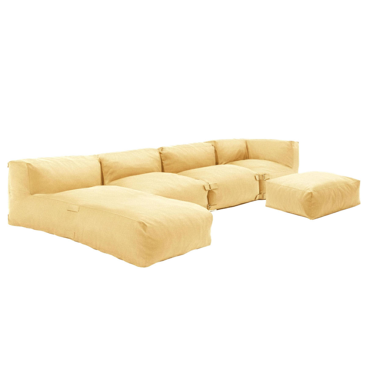 GARTENSOFA mit 5 Sitzplätzen, Hellgelb - Gelb, Textil - Oviala